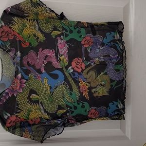 SheIn size Large Dragon mesh crop top